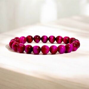 Fierce Protection Rose Red Tiger Eye Handcrafted Bracelet